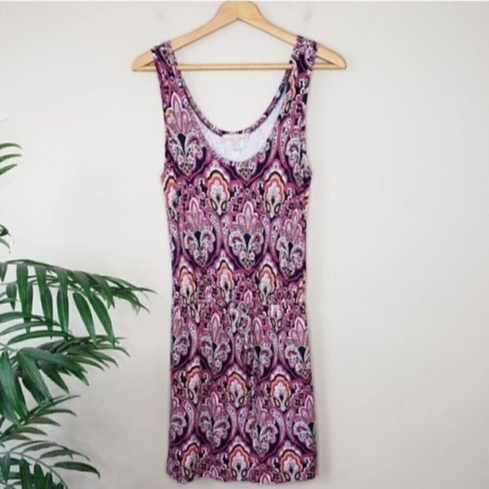 Banana Republic Factory Pink Paisley Summer Sleeveless Tank Dress Size Small
